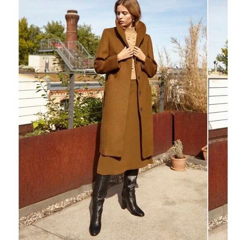 *Flawed Aritzia Wilfred The Cocoon Long Coat Wool Cashmere Camel Size XXS H14288 - Picture 14 of 15